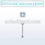nbpge8 925 silver nose bone w a aquamarine stone