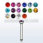 nbs20 316l steel nose bone with 2mm round crystal top