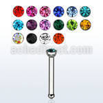 nbs high polished 316l steel nose bone with crystal top