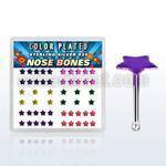 nbsarpbx box of silver nose bones with assorted color plated star