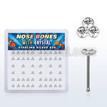 nbtrc box of silver nose bones with triple round crystals