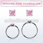 nhge3 silver nose ring w 2mm pink tourmaline casting prong set