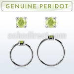 nhge4 silver nose ring w a 2mm peridot in casting prong set