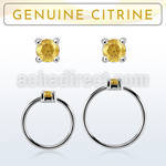 nhge6 silver nose ring w a 2mm citrine in casting prong set
