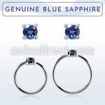 nhge9 silver nose ring w 2mm blue sapphire casting prong set