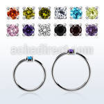 nhz15 silver nose ring w a 1.5mm cz in casting prong set