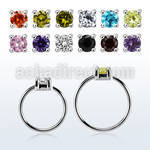 nhz25 silver nose ring w a 2.5mm cz in casting prong set