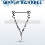 npdl43 316l steel nipple barbell w chain lightning symbol