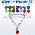 npdl4 steel nipple barbell w a 6mm multi crystal ball with