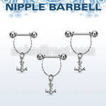 npdl7 steel nipple barbell w chain dangling anchor w rope 