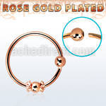 nr11rs rose gold silver nose hoop w balinese wire 2mm ball