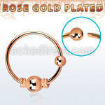 nr17rs rose gold silver nose hoop w balinese wire 3mm ball