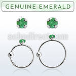 nrge10 925 silver nose hoop w 2mm prong set emerald stone