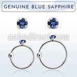 nrge9 925 silver nose hoop w 2mm prong set blue sapphire stone