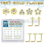 nsbxm7cg 18kt gold plated silver nose studs mixed flower 52