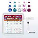 nsbxpbm silver nose studs w 1 4 1 5 2mm assorted crystals