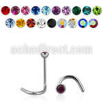 nsc 316l steel nose screw w half ball shaped round crystal