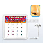 nsfbs16m box w 16 silver nose stud w round extra flat 2.5 crystal