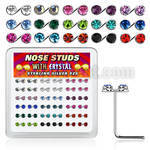 nsmsbxm box silver nose studs w music note tops w color crystal