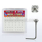 nspbc box of silver nose studs with 1 5mm prong crystals