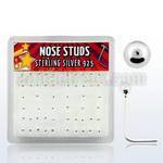 nssv2bx box of silver nose studs with 2mm silver ball top