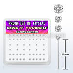 nybxpbc silver bend it nose studs w 1 4 1 5 2 prong crystals