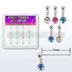 nydm16 silver bend it nose studs w ball assorted crystal