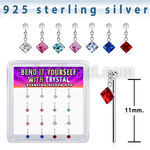 nydqm16 silver bend it yourself nose studs 22g square colors