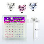nyzbhm box of silver bend it nose studs with 3mm heart prong cz