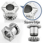 pcu polished 316l steel hexagonal cut screw fit flesh tunnel