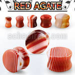 pgsmm red agate double flared stone plug 