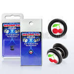 pkmp83 black acrylic magnetic fake plug w large cherries logo