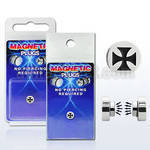 pkmp9 surgical steel magnetic fake plug with iron cross logo