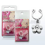 pknp22 nonpiercing nipple clip with dangling flower w crystal