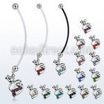 pnd510 pregnancy belly ring w dangling tulip flower