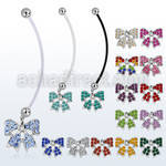 pnd595d pregnancy belly ring w dangling multi crystal ribbon 