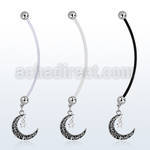 pnd730 pregnancy belly ring w dangling vintage moon w star