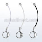 pnd733 pregnancy belly ring w dangling sleepy moon