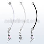 pndz13 pregnancy belly ring w dangling swirl with a round cz 