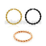 pvd plated steel seamless ring 18g w twisted wire design 