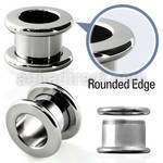 rfpg polished 316l steel screw fit tunnel with rounded edges