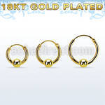 rgbcr14s 18k gold silver ball closure earrings, 14g 4mm ball