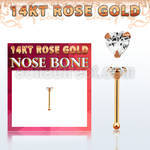 rnbhc1 14kt rose gold nose bone w a 3mm heart shaped cz