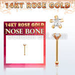 rnbsc1 14kt rose gold nose bone w a 3mm star shaped cz