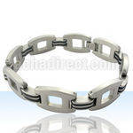 rsb108 steel bracelet w rectangular links matte hinges