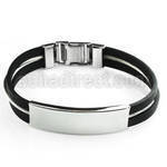 rsb14 rubber cable bracelet with high polished nameplate