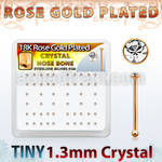 rsb6xc box rose gold silver nose bones w 1.25mm clear crystals