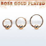 rsbcr14m 18k rose gold silver ball closure earrings, 14g 5mm ball