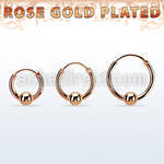 rsbcr14s 18k rose gold silver ball closure earrings, 14g 4mm ball