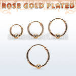 rsbcr16s 18k rose gold silver ball closure earrings, 16g 3mm ball
